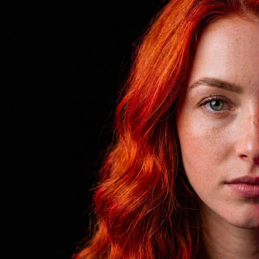 Demi-visage de Celeste, une pommette eclairee